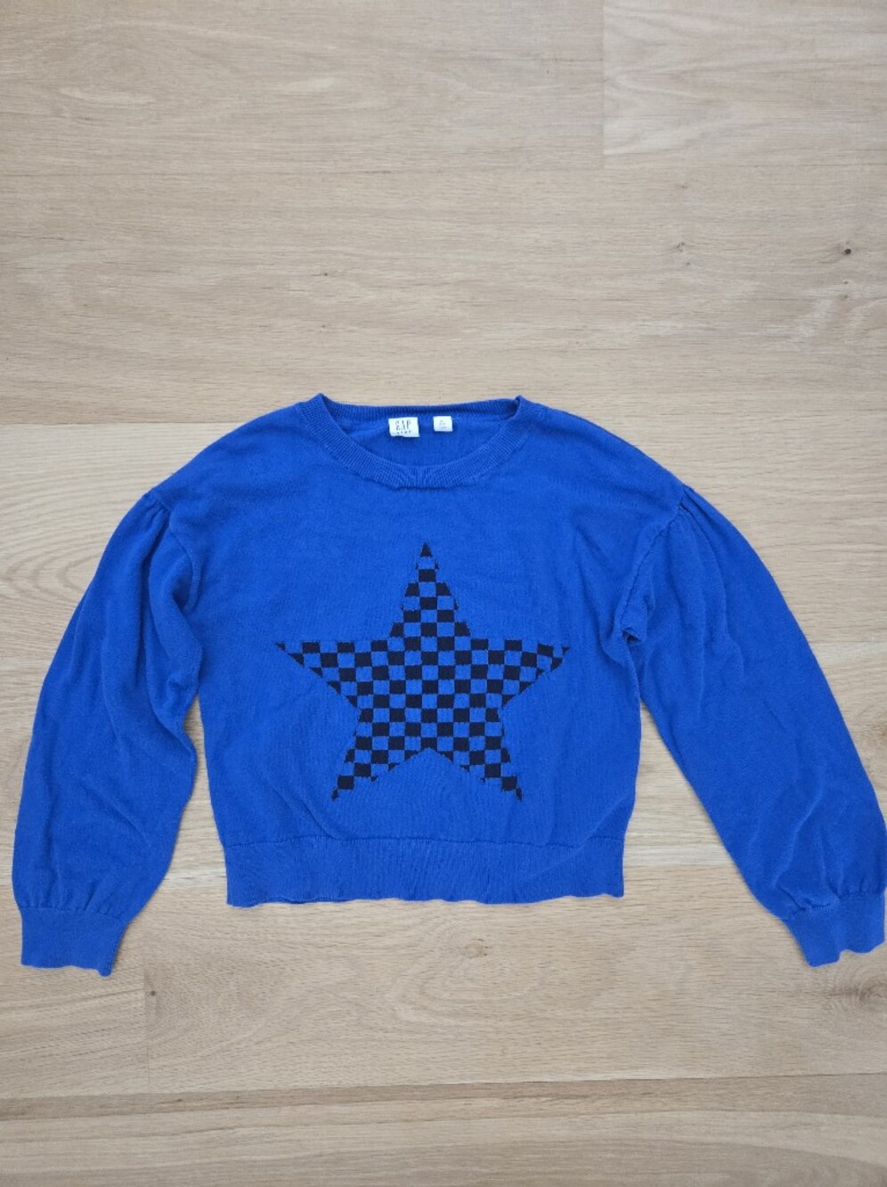 GAP Kids Royal Blue Sweater with Black Checkered Star
